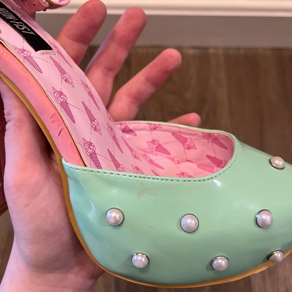 Iron Fist Mint and Pink Platform Heels - Picture 9 of 16